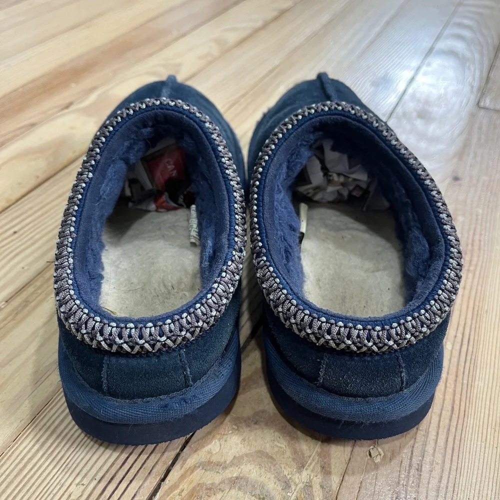 UGG Tasman Navy Blue Suede Shearling Slippers Kids Size 3 1019066K casual slipon